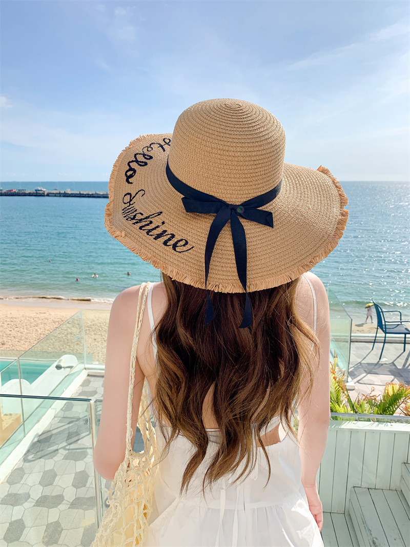 加大帽檐时尚遮阳帽子女士夏季休闲百搭字母防晒太阳帽韩版潮盆帽详情11