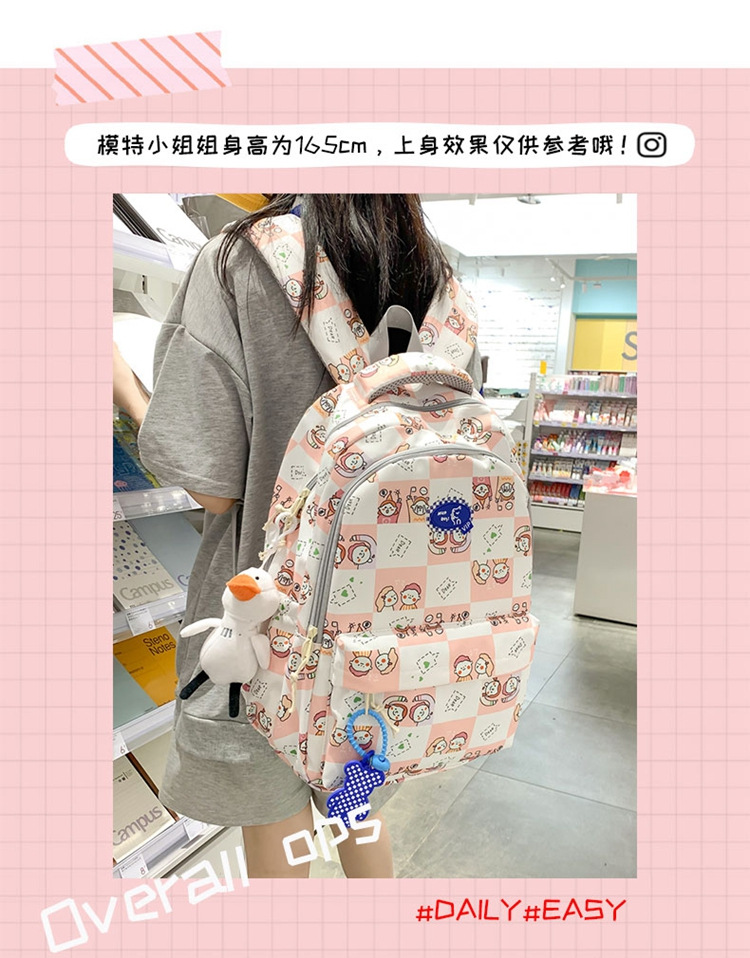 简约校园休闲背包2023韩版大容量休闲双肩包日系个性涂鸦学生书包详情1