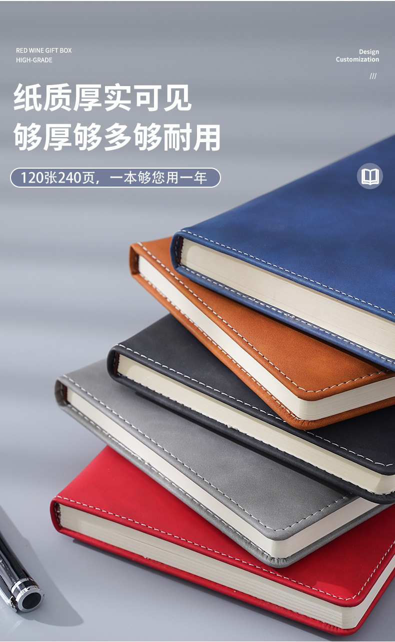 Factory wholesale thickened a5 business notebook with buckle imitation leather notepad, office stationery, record diary set pic 12