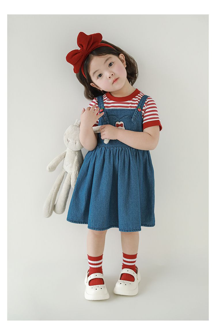 吾里卜一 女童小兔印花半袖T恤2024夏季儿童甜美可爱撞色短袖体恤详情30