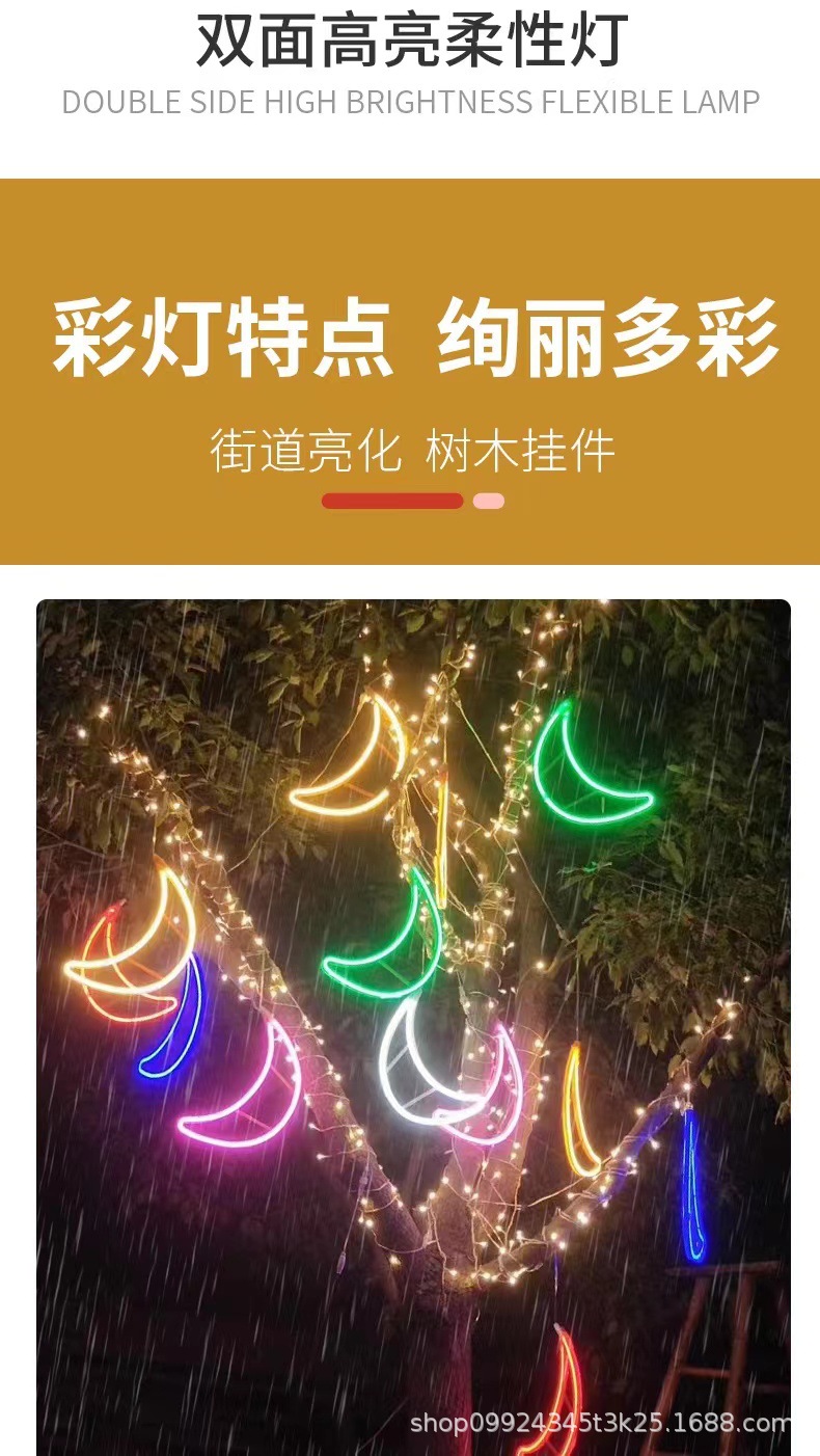 源头厂家五角星灯月亮雪花造型灯户外街道亮化灯节日装饰灯挂树灯详情3