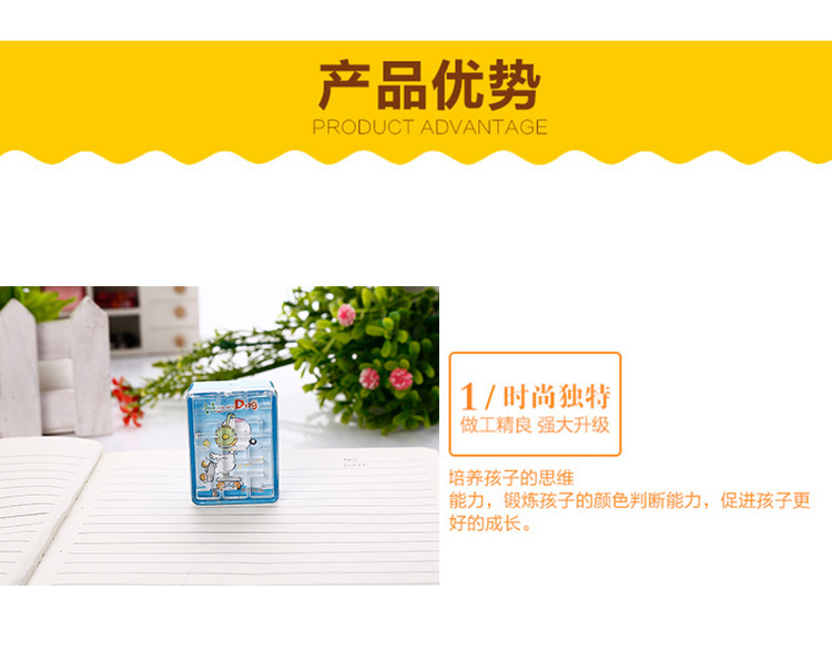 博迪284方形彩色单刀带迷宫卷笔刀 塑料简易迷你低年级削笔器批发详情12