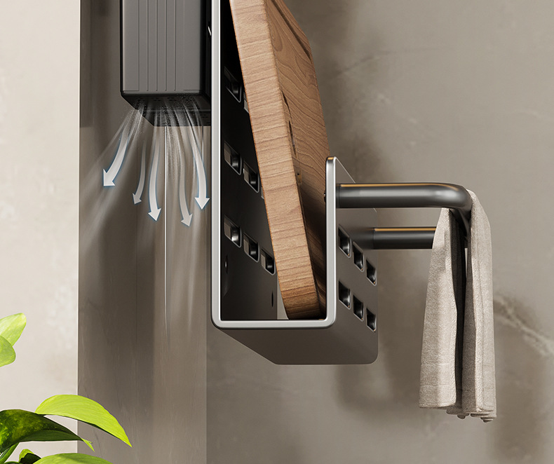 Kitchen knife rack, multi-functional wall-mounted knife storage rack, integrated rack for kitchen knives and cutting boards, chopstick holder pic 21