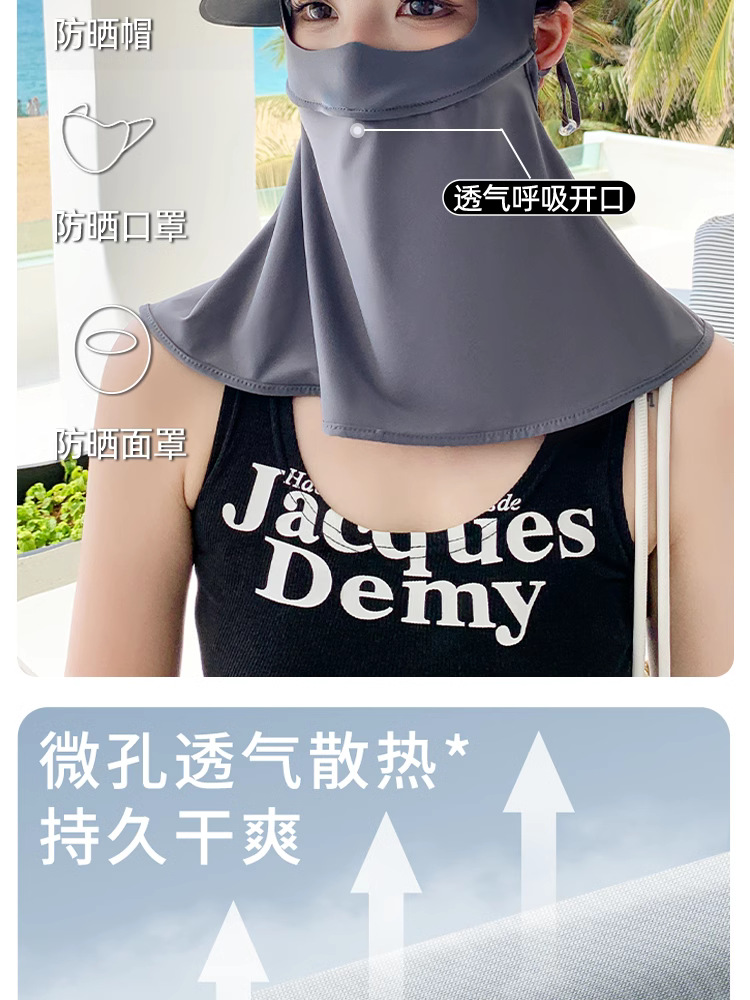 晒面罩夏季新款防紫外线女脸基尼遮阳全脸一体护颈冰丝骑行口罩详情5