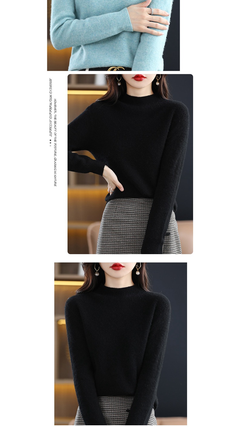The new semi-high-neck cashmere sweater for women in the 2022 autumn and winter season is elegant and slimming. It is a versatile cashmere base knitted sweater top pic 20