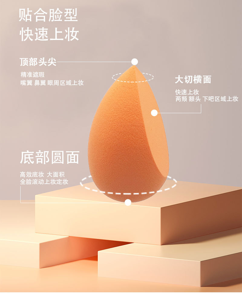 Heart-shaped two-piece beauty egg set, sponge egg drop cut, one-slice powder puff, delicate makeup egg manufacturer pic 5