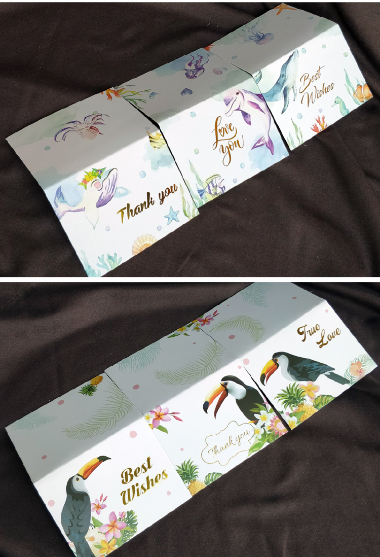 Simple European-style gilded creative thank-you card, baking flower shop birthday folding card, positive review after-sales service card pic 31