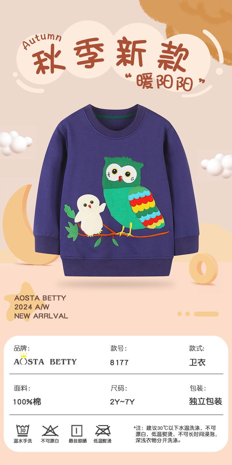 秋季欧美风针织棉童装新品男童时尚卡通刺绣圆领套头卫衣一件代发详情33