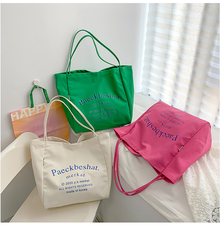 外贸潮流女包 布包新款韩版时尚简约单肩包 字母印花文艺托特包详情27