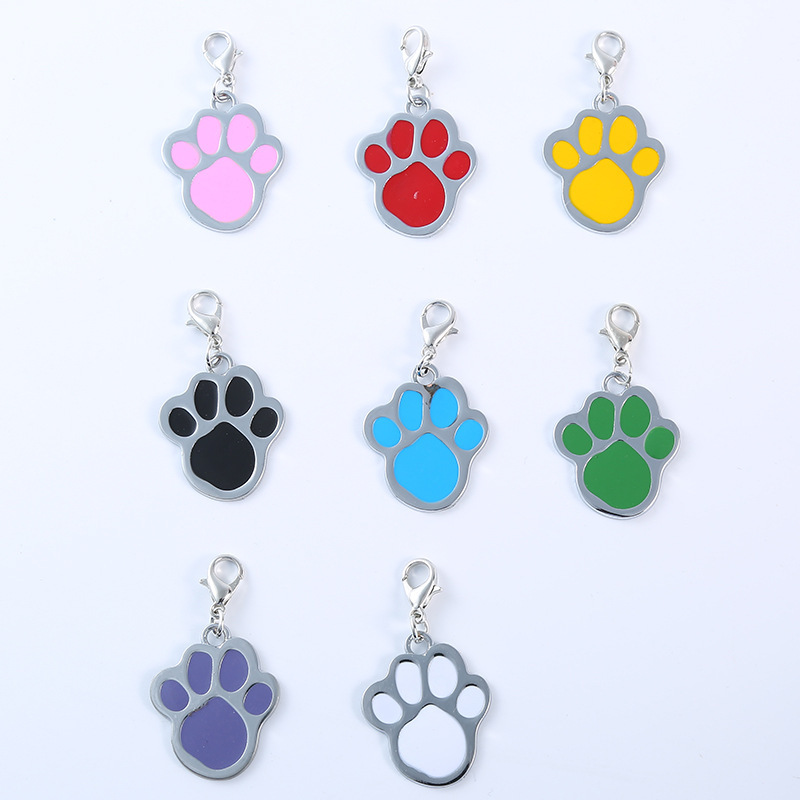 Cross-border best-selling pet dog brand 8-color footprint pet jewelry pendant, anti-loss engraved dog pendant, pet accessory pic 1