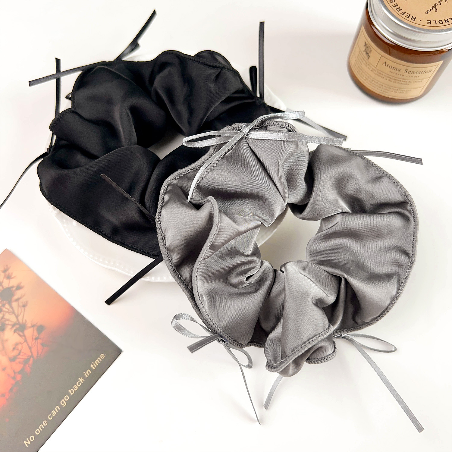 甜美芭蕾风丝带蝴蝶结大肠发圈少女扎发气质缎面发绳大号头绳发饰详情4