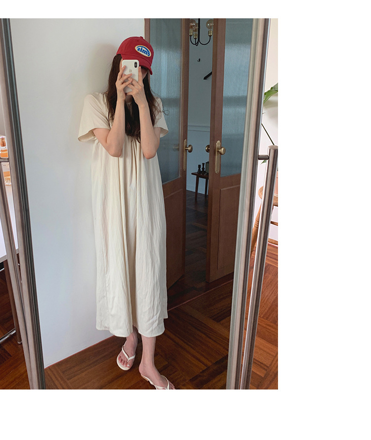 2024年夏季新款连衣裙 韩国ins风休闲家居宽松短袖度假中长款裙子详情14