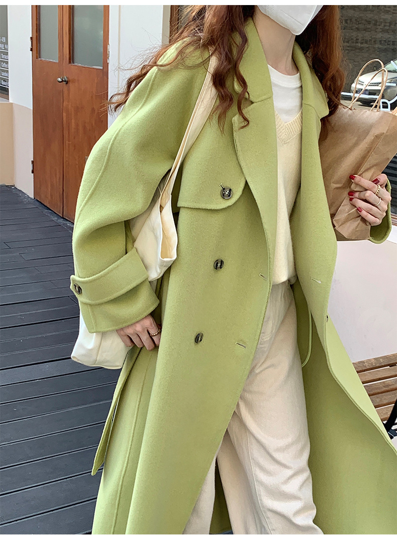 Q469 Dongdaemun Double-sided Cashmere Coat Korean version Autumn and Winter New Style Wool Tie suit collar woolen coat for women pic 29