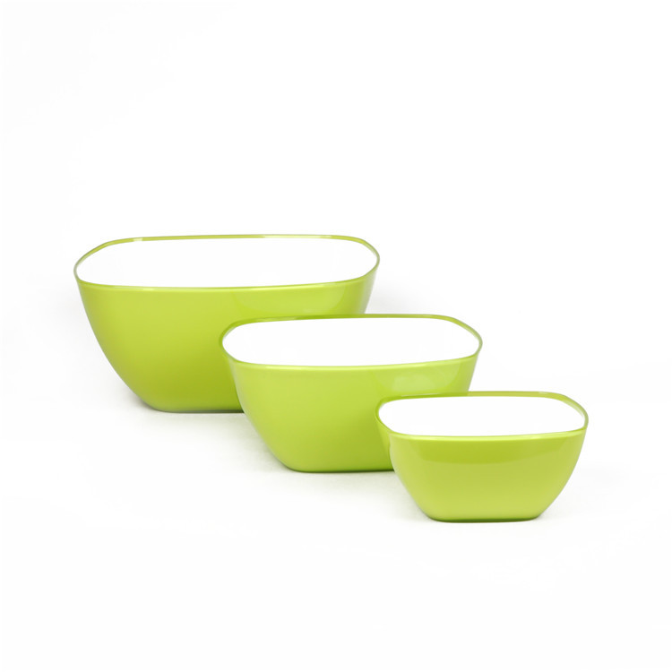Wholesale solid-color creative new square bowls, PP material double-layer food-grade salad bowls, square two-color bowls pic 3