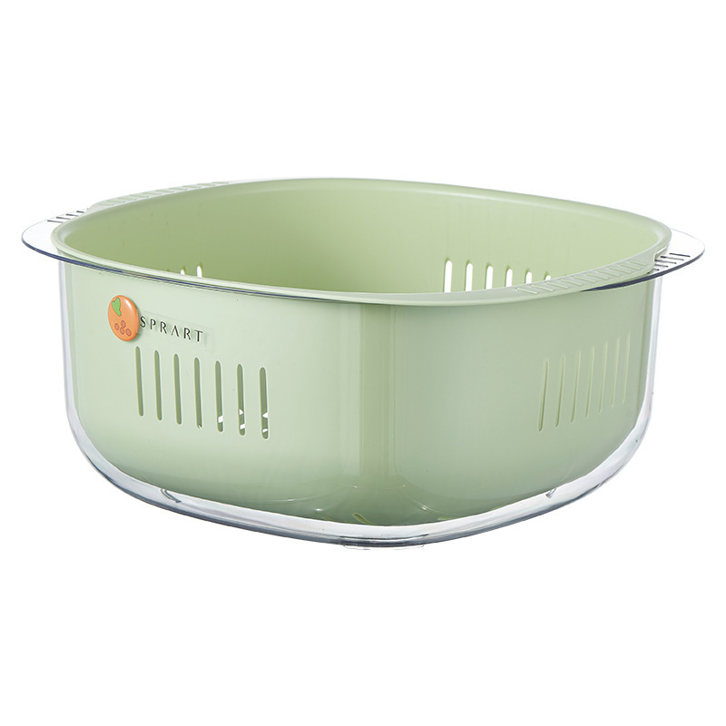 Double-layer draining basket, plastic vegetable washing basket, multi-functional kitchen and living room fruit and vegetable basket pic 4