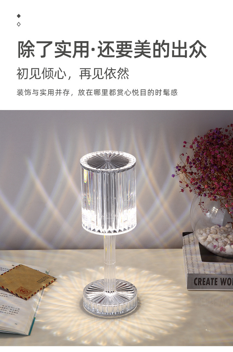 Cross-border Gatsby crystal table lamp, Spanish ambient light, hotel diamond romantic and warm led display piece pic 11