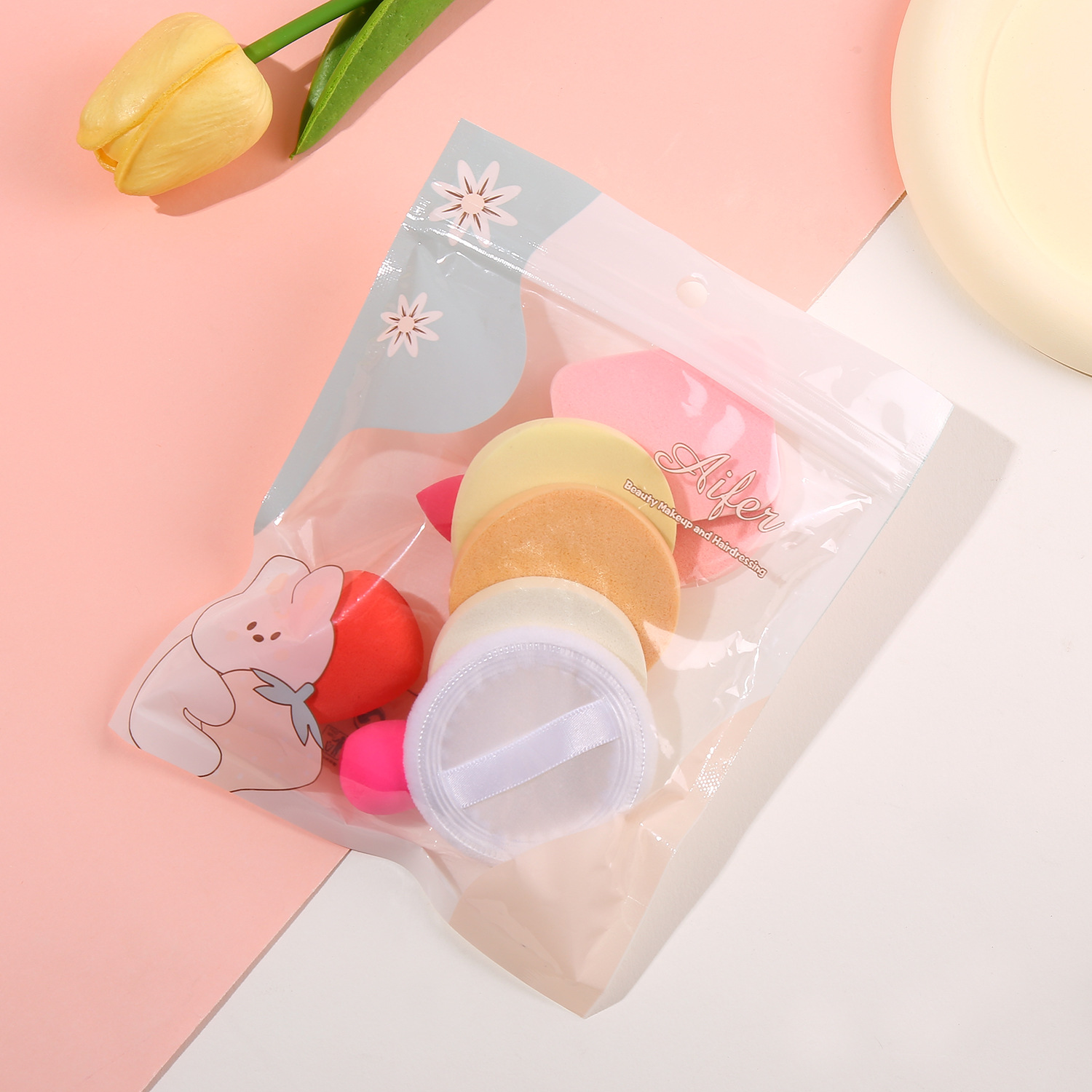 外贸美妆蛋袋装 磨边葫芦粉扑气垫 散粉扑蘑菇头心形水滴多款混装详情1