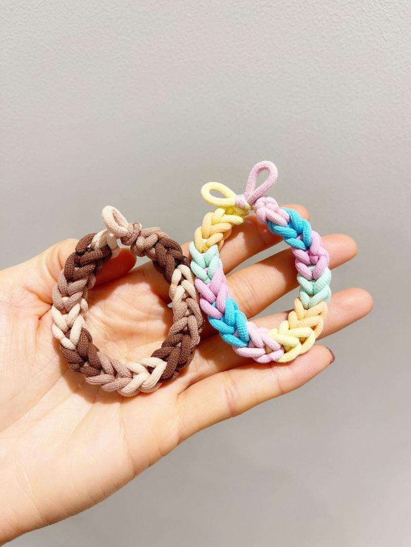 小清新手工编织彩色头绳女扎马尾皮筋高弹力发圈简约粗皮筋发圈详情14