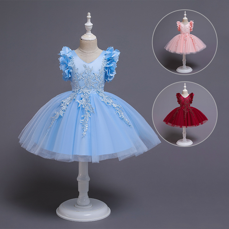 亚马逊童装女童公主裙批发2022新款儿童礼服婚纱裙蓬蓬裙一件代发详情6
