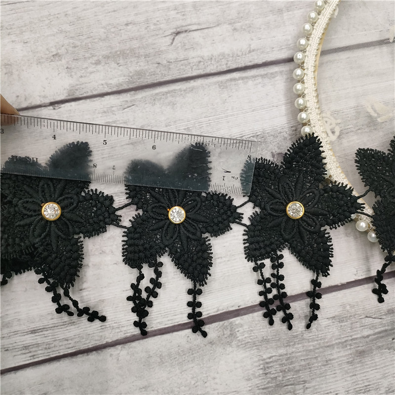 Factory direct sales of lace, milk silk, black star pendants with diamonds, handcrafted water-soluble barcode clothing accessories pic 13