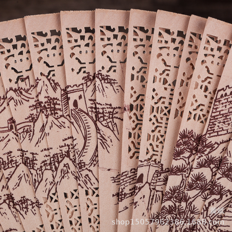 11只彩鹤扇子批发礼品扇禾木扇仿檀香扇带香镂空印花带扇盒详情5