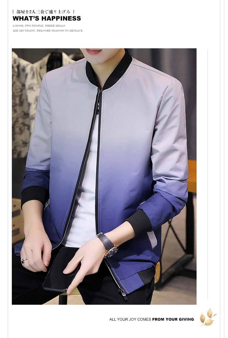 Comercio exterior primavera/otoño 2022 chaqueta versátil para hombres versión coreana slim fit baseball wear tendencia para hombres gradiente de estilo casual abrigos pic 17