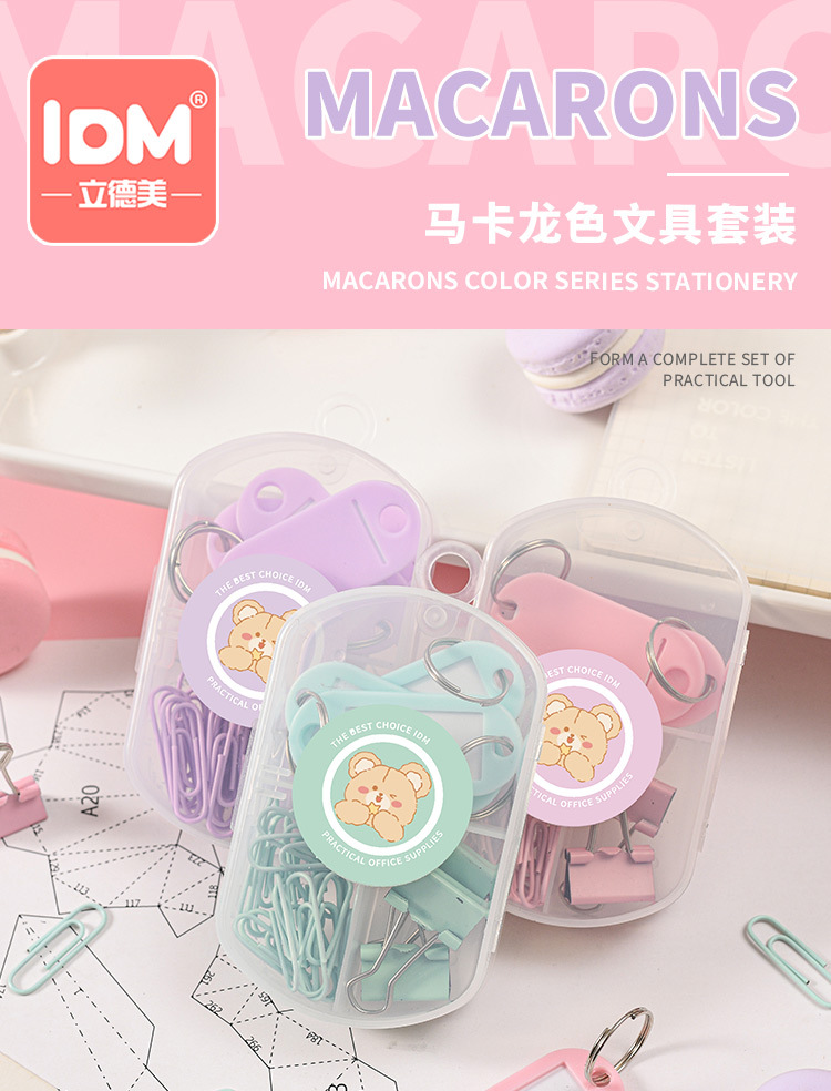 Fresh and cute long-tail clip, macaron-colored dovetail clip, 19mm, cute binding, student stationery iron clip set wholesale pic 4