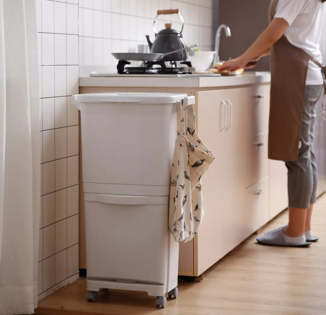 现货供应日式双层双桶干湿分类厨房垃圾桶家用批发45L32L厂家直销详情3