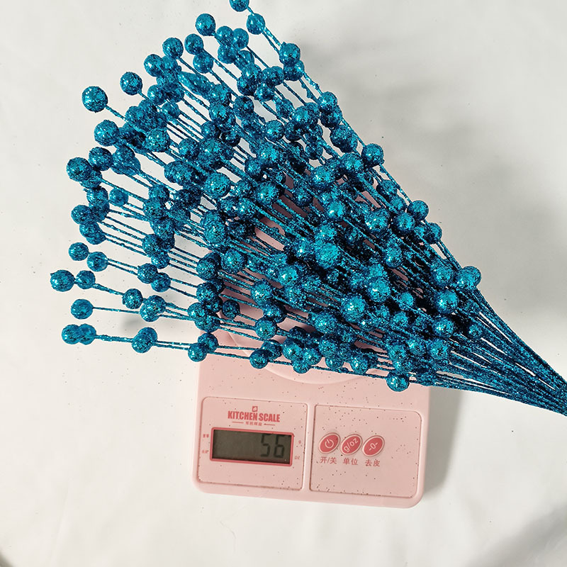 圣诞装饰仿真金粉浆果开心果金粉球把束假花酒店婚庆装饰红果跨境详情14