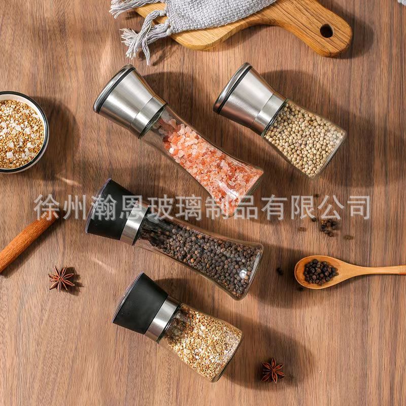 手动玻璃研磨器不锈钢陶瓷芯厨房家用海盐黑胡椒研磨瓶调料瓶批发详情7