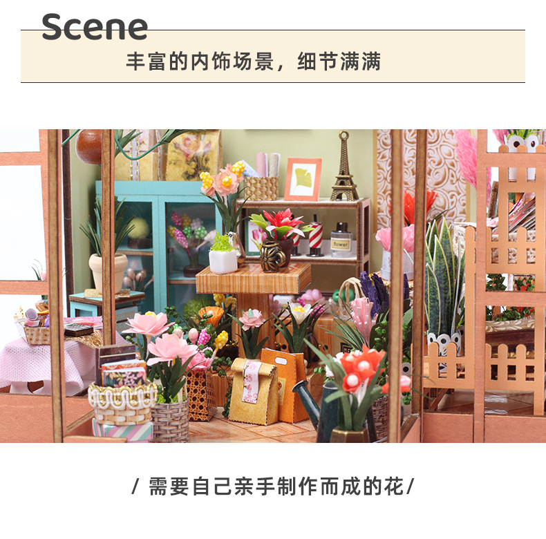 批发diy小屋手工制作微缩房子珍妮花房拼装模型玩具摆件圣诞礼物详情21