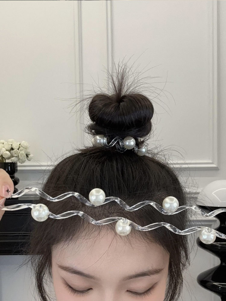 Korean version pearl telephone line hair tie, high-end style, hair tie, hair band, versatile hair band, ponytail hair tie, new hair accessory pic 10