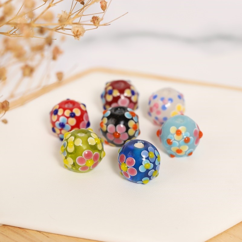 晗钰缘 日式琉璃散珠大红多花珠转珠外花玻璃珠手链diy饰品配件详情2