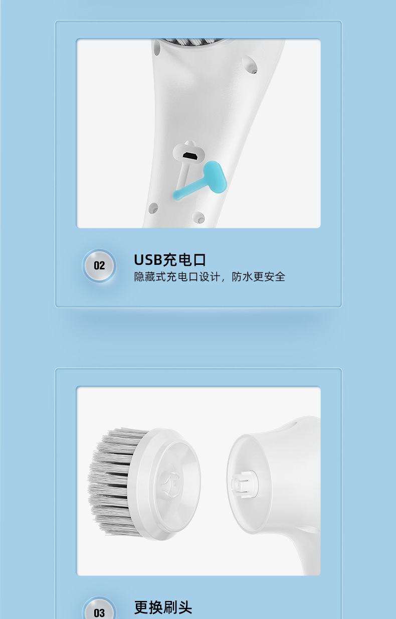 Wholesale of new electric cleaning, multi-functional dishwashing brush, tile brush, kitchen and household handheld wireless cleaning pic 15