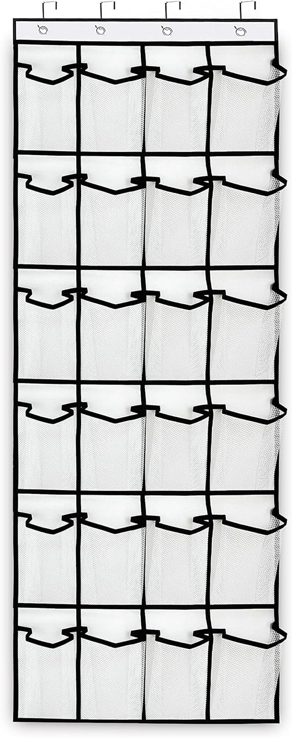 跨境热卖24格门后挂袋储物袋收纳袋鞋子收纳袋多层网格收纳挂袋详情3