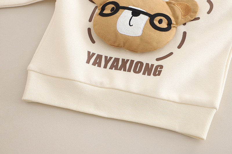 2025年童装春秋款儿童套装韩版休闲眼镜熊动物卫衣长袖两件套洋气详情9