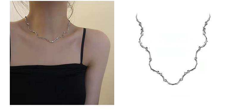 European and American hip-hop zircon collarbone chain, girl spice, ins titanium steel necklace, versatile, niche design, light luxury accessory pendant, pomelo ear pic 8