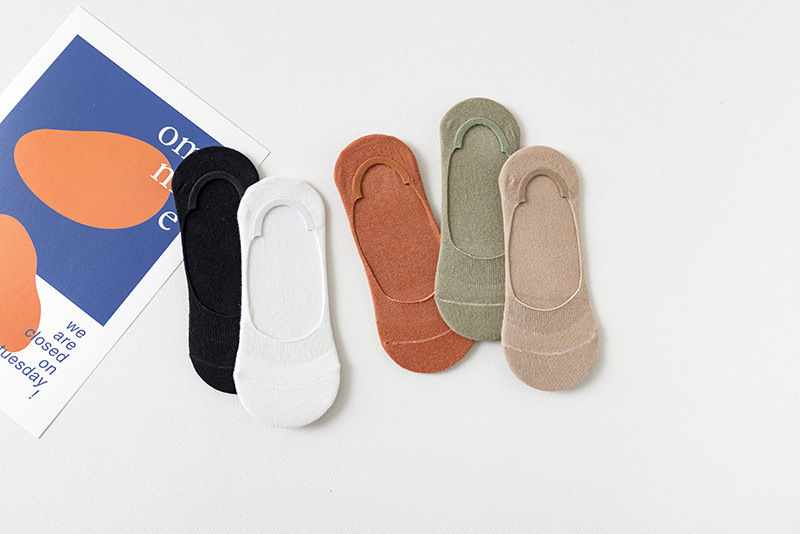 新款女隐形春夏女士袜子纯色防掉跟隐形袜点胶空调袜室内袜脚底袜详情2