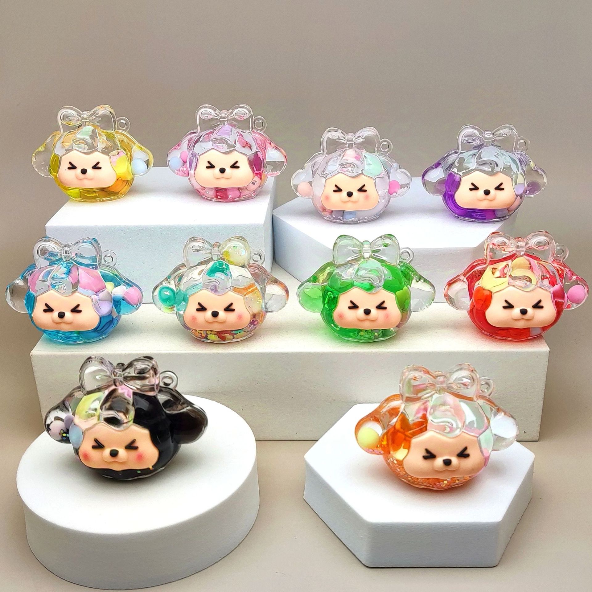 抖音爆款亚克力流沙糖豆kiki小狗钥匙扣桌面摆件创意橡皮擦详情1