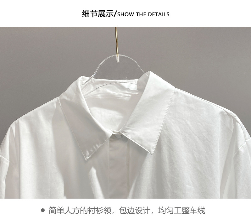 设计感花朵白色短袖衬衫女小众2024春夏新款气质百搭衬衣职场上衣详情3