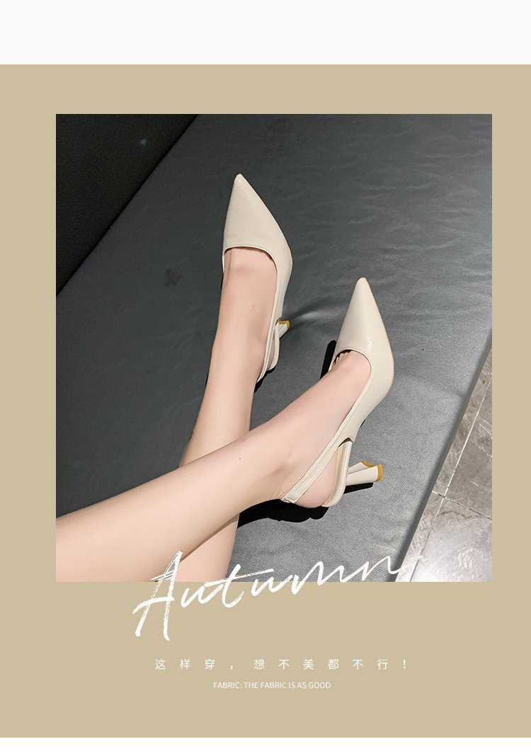2023春夏季新款尖头高跟鞋女细跟包头凉鞋后空浅口单鞋女详情1