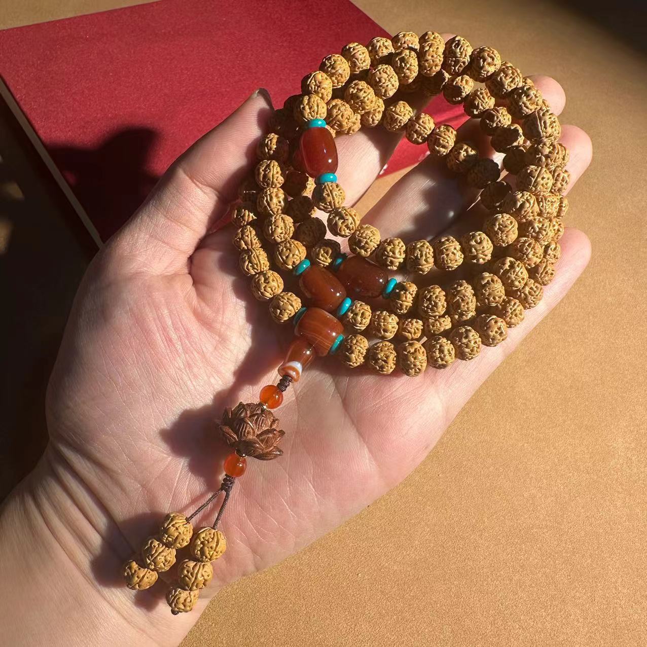 Nepalese Vajra Bodhi 108 prayer beads, carefully selected five-petal flesh texture small Vajra Bodhi beads, multi-ring bracelet, ethnic style Bodhi bracelet, cultural and artistic bracelet, cultural and artistic prayer beads bracelet, wholesale beads pic 11