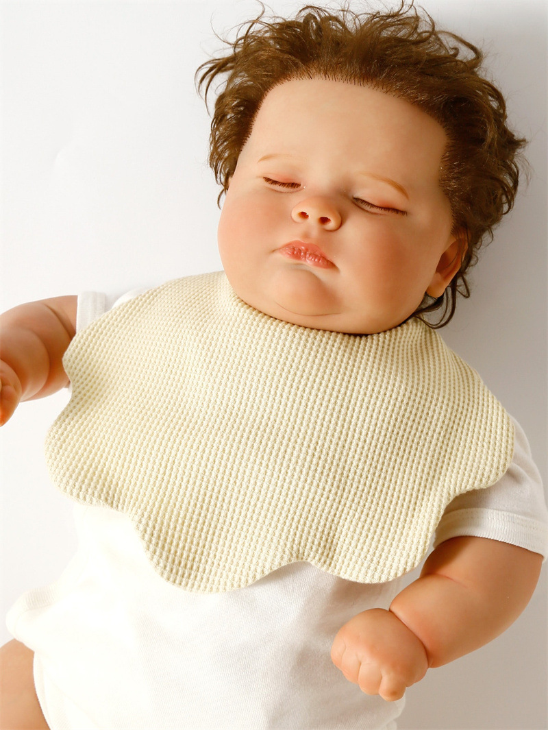 Pure cotton Waffle saliva wipes, baby petal bibs, summer 360-degree rotating newborn bibs, cute solid colors pic 3