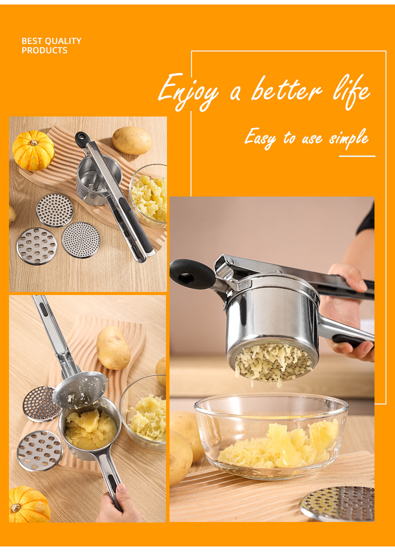 不锈钢压薯器手动榨汁机蔬菜挤水器水果柠檬榨汁器土豆压泥器详情3