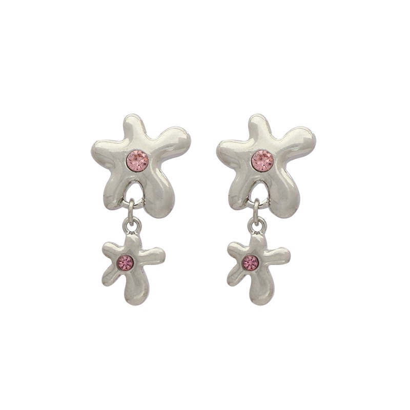 甜酷少女花朵耳环女高级感不规则耳钉小众设计不规则新款潮耳饰详情6