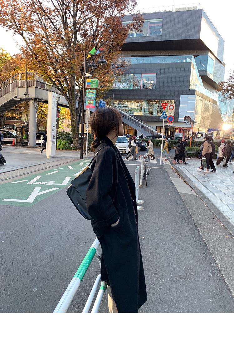 反季驼色呢子双面羊绒大衣女中长款2022年秋冬季韩系温柔毛呢外套详情29