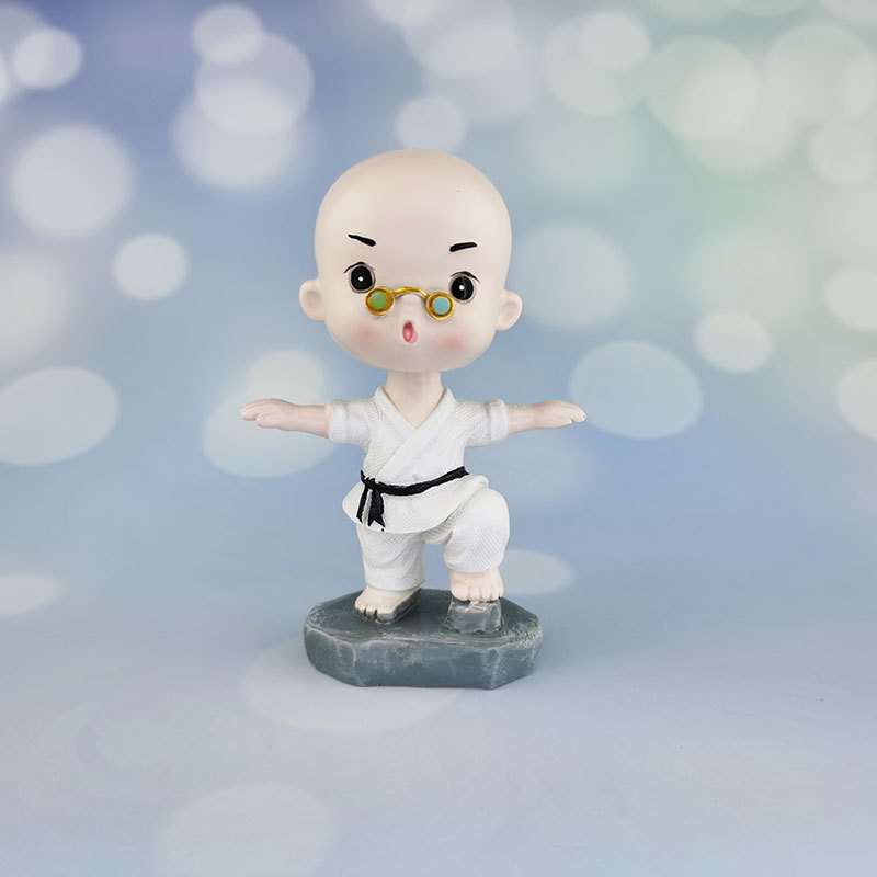 卡通萌趣车载摇头眼镜功夫和尚创意汽车摆件仪表台武术小和尚详情2