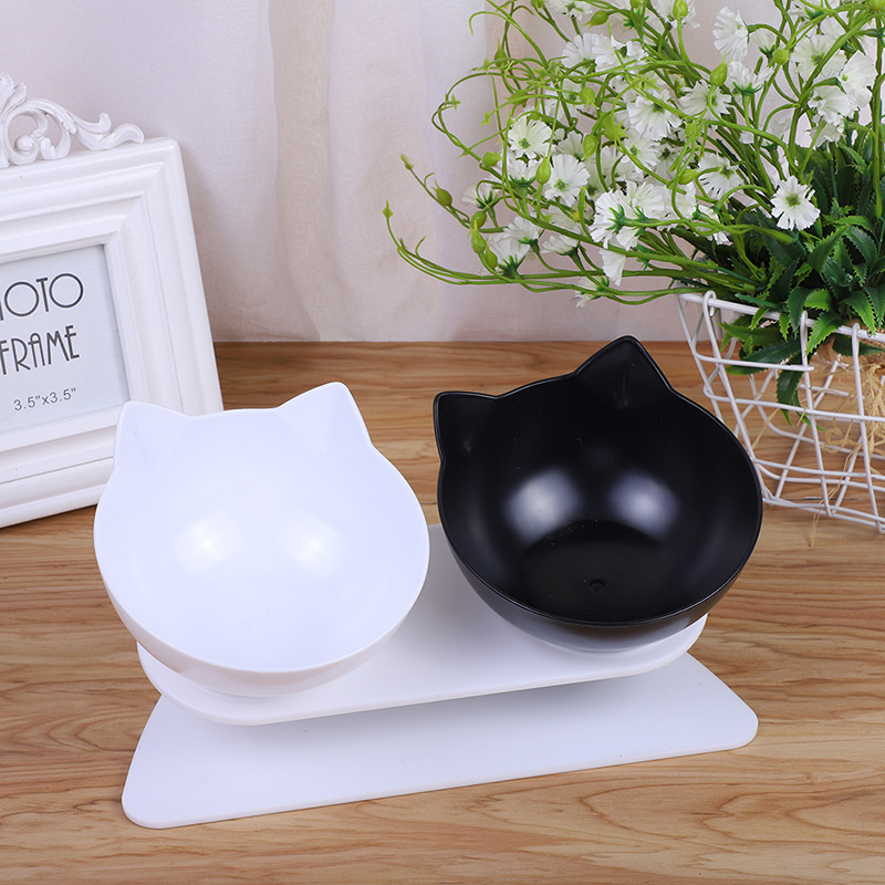 Internet-famous cat head double bowl food-grade PC tilted neck guard cat bowl, detachable and easy-to-clean pet bowl, pet feeding product pic 8