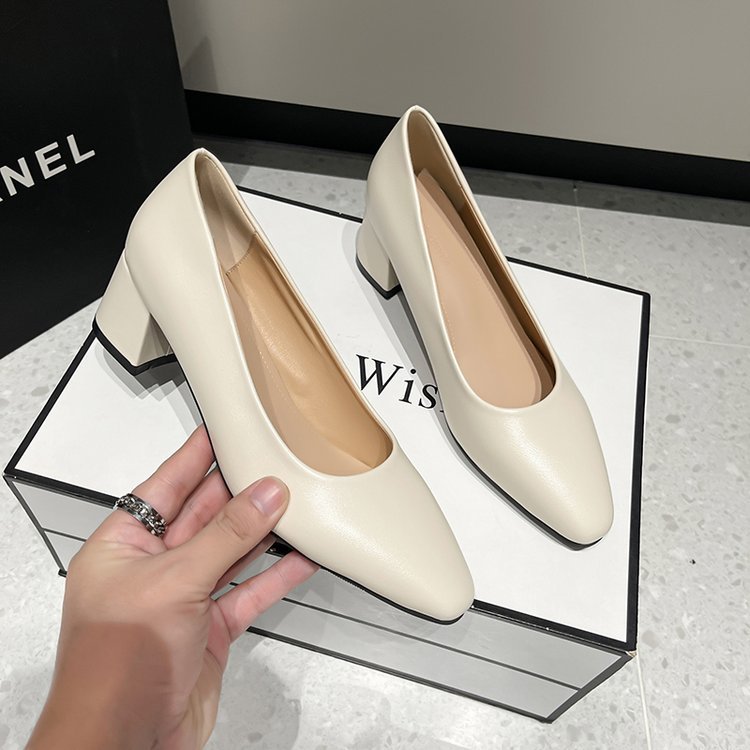 秋季新款女式时装单鞋韩版圆头套脚粗跟高跟单鞋女上班工作鞋子女详情12