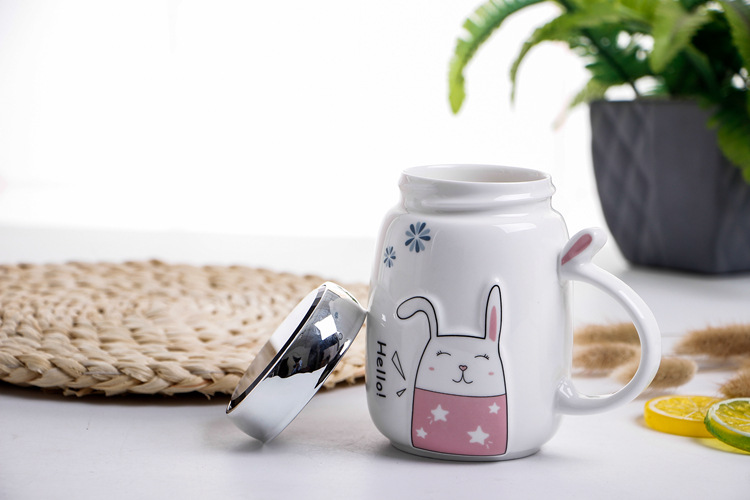 马克杯礼品创意水杯咖啡杯办公室杯 手柄 可爱兔子陶瓷杯详情15